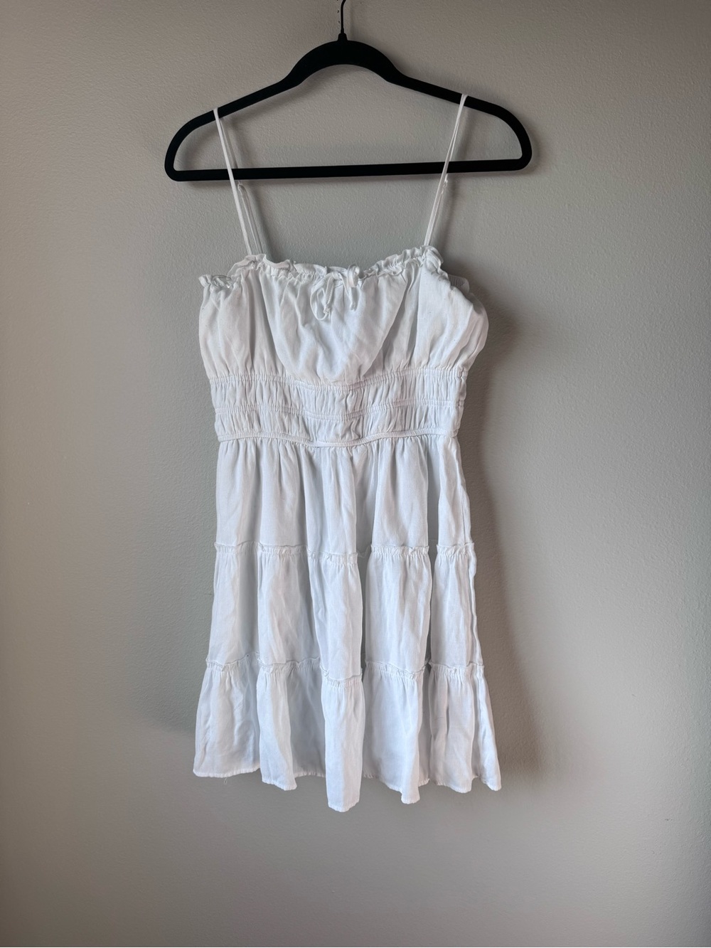 White Tiered Spaghetti Strap Sundress
